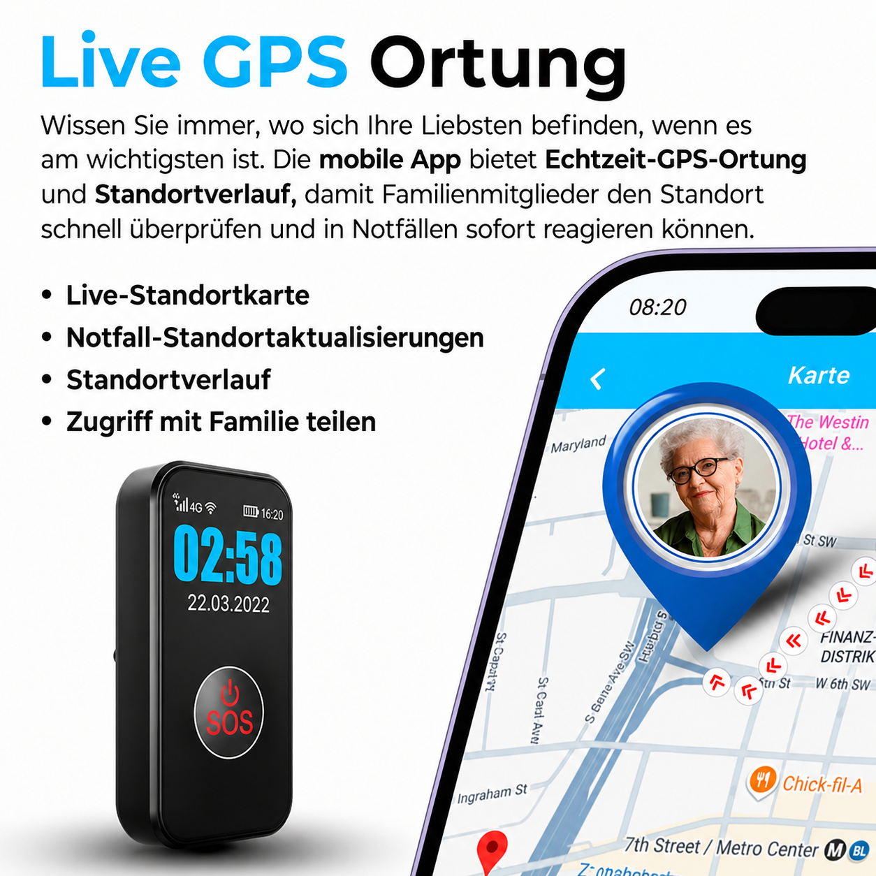 SecuLife Wearable Life Alert Medizin-Pendant