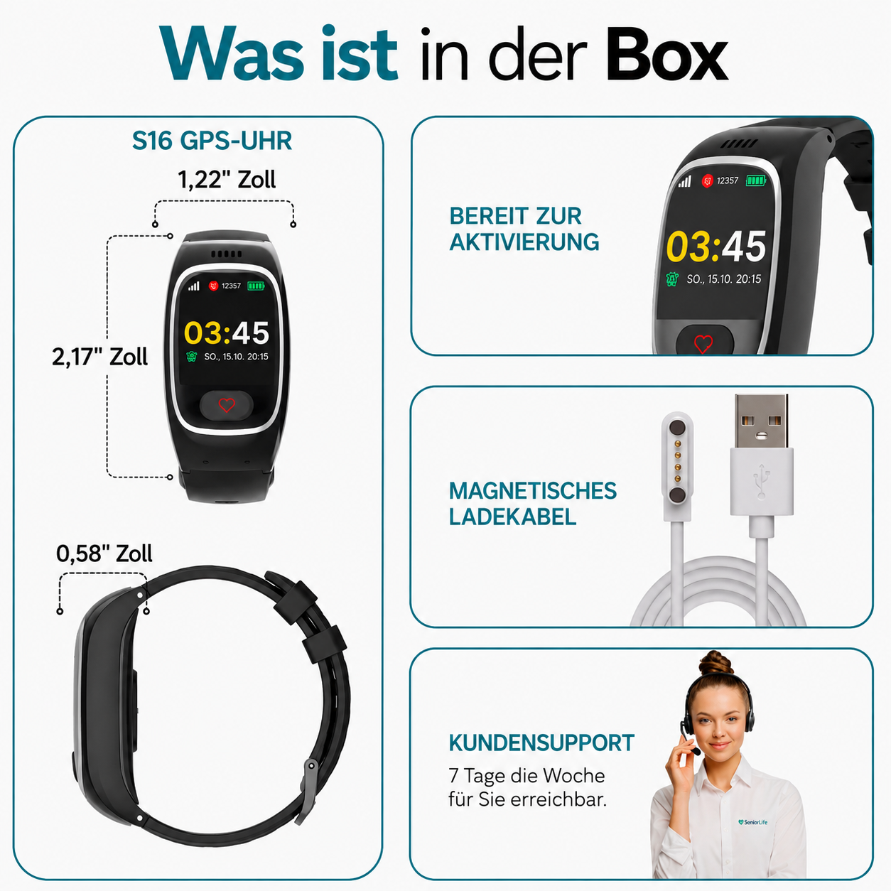 Senioren-Smartwatch mit Sturzerkennung und SOS-Funktion