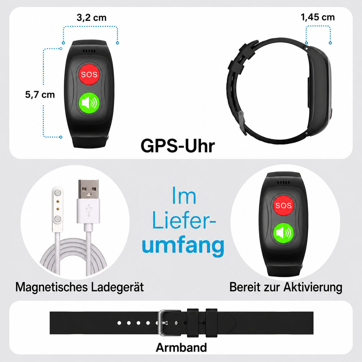 SOS-Armband Persönliches Notfall-Reaktionssystem für Senioren